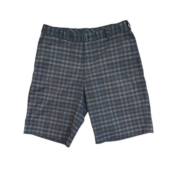 Nike Dry-Fit Golf Shorts Size 32 Medium Gray Black Stretch Active 10” Logo - Picture 3 of 7